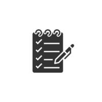 To do list icon in flat style. Document checklist vector illustration on white isolated background. Notepad check mark business concept.