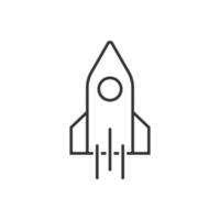 Rocket icon in flat style. Spaceship launch vector illustration on white isolated background. Sputnik  business concept.