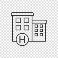 Hospital building icon in flat style. Medical clinic vector illustration on isolated background. Medicine sign business concept.