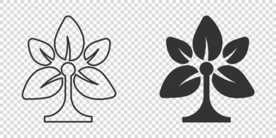 icono de hoja en estilo plano. ilustración de vector de planta sobre fondo blanco aislado. concepto de negocio de signo de flor.