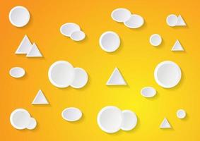 Vivid abstract white paper shapes on yellow background vector