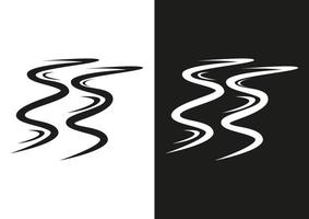 Black and white creek flat icon on white background vector