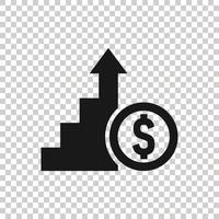 icono de flecha de crecimiento en estilo plano. ilustración vectorial de ingresos sobre fondo blanco aislado. aumentar el concepto de negocio. vector
