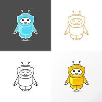 robot divertido y único con una sonrisa dulce imagen icono gráfico diseño de logotipo concepto abstracto vector stock. se puede utilizar como un símbolo relacionado con la tecnología