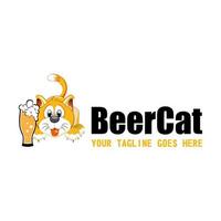 vaso de cerveza y gato amarillo borracho imagen gráfico icono logotipo diseño abstracto concepto vector stock. se puede utilizar como símbolos relacionados con animales o bebidas.