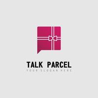 Parcel and conversation or chat image graphic icon logo design abstract concept vector stock. Can be used as a symbol related to gift or conversation