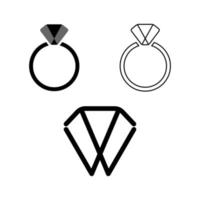 anillo de diamante simple y línea de fuente de letra w dentro de un rectángulo imagen icono gráfico diseño de logotipo concepto abstracto vector stock. se puede utilizar como un símbolo relacionado con la joya