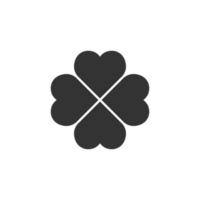 Four leaf clover icon in flat style. St Patricks Day vector illustration on white isolated background. Flower shape business concept.