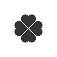 Four leaf clover icon in flat style. St Patricks Day vector illustration on white isolated background. Flower shape business concept.