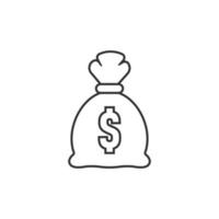 Money bag icon in flat style. Moneybag vector illustration on isolated background. Coin sack sign business concept.