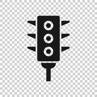 Semaphore icon in flat style. Traffic light vector illustration on white isolated background. Crossroads business concept.