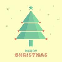 Merry Christmas Flat Tree Greeting Celebration Vector Illustration