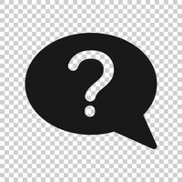 Question mark icon in flat style. Discussion speech bubble vector illustration on white isolated background. Faq business concept.