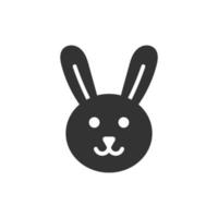Rabbit icon in flat style. Bunny vector illustration on white isolated background. Happy easter business concept.