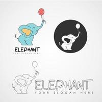 elefante jugando un globo imagen gráfico icono logotipo diseño abstracto concepto vector stock. puede usarse como un símbolo relacionado con animales o dibujos animados