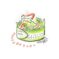 Salad for restaurant menu. Vegetable with cucumbers and lettuce, beautiful serving vector