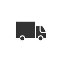 icono de camión de reparto en estilo plano. furgoneta ilustración vectorial sobre fondo blanco aislado. concepto de negocio de camión de carga. vector
