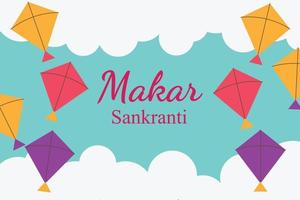 Makar Sankranti background. With flat design. vector