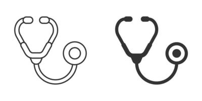 icono de estetoscopio en estilo plano. ilustración de vector de diagnóstico de corazón sobre fondo aislado. concepto de negocio de signo de medicina.