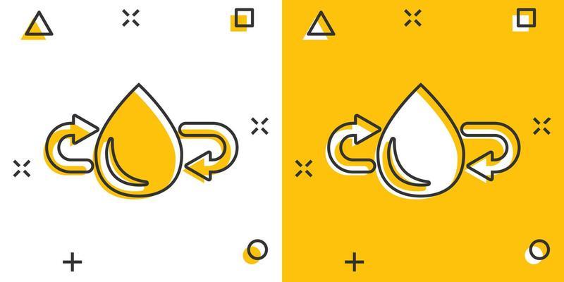 Water drop icon in comic style. Droplet cartoon vector illustration on white isolated background. Recycle splash effect sign business concept.