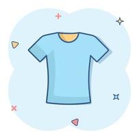 icono de camiseta en estilo cómico. ilustración de vector de dibujos animados de ropa casual sobre fondo blanco aislado. concepto de negocio de efecto de salpicadura de ropa de polo.