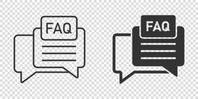 Faq speech bubble icon in flat style. Question vector illustration on white isolated background. Communication sign business concept.