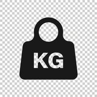 Scale icon in flat style. Kilogram dumbbell vector illustration on white isolated background. Gym business concept.