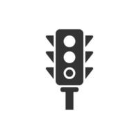 Semaphore icon in flat style. Traffic light vector illustration on white isolated background. Crossroads business concept.