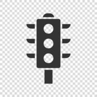 Semaphore icon in flat style. Traffic light vector illustration on white isolated background. Crossroads business concept.