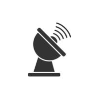 icono de torre de antena satelital en estilo plano. Ilustración de vector de difusión sobre fondo blanco aislado. concepto de negocio de radar.