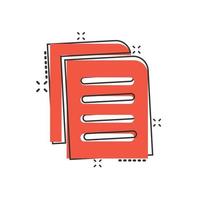 Contract document icon in comic style. Report folder stamp cartoon vector illustration on isolated background. Paper sheet splash effect sign business concept.