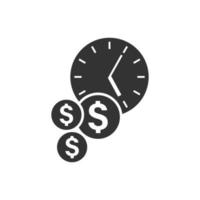 Time is money icon in flat style. Project management vector illustration on white isolated background. Deadline business concept.