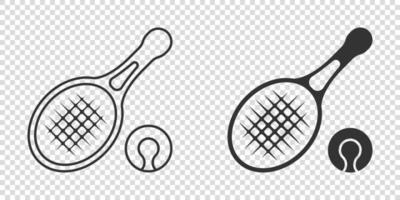 icono de raqueta de tenis en estilo plano. Ilustración de vector de raqueta de juego sobre fondo aislado. concepto de negocio de signo de actividad deportiva.