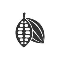 icono de grano de cacao en estilo plano. Ilustración de vector de crema de chocolate sobre fondo blanco aislado. concepto de negocio de planta de nuez.