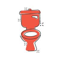 icono de la taza del inodoro en estilo cómico. ilustración de vector de dibujos animados de higiene sobre fondo aislado. concepto de negocio de signo de efecto de salpicadura de baño wc.