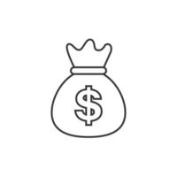 icono de bolsa de dinero en estilo plano. Ilustración de vector de bolsa de dinero sobre fondo aislado. concepto de negocio de signo de saco de monedas.