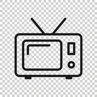 Retro tv screen vector icon in flat style. Old television illustration on white isolated background. Tv display business concept.