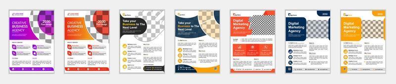 Corporate Business Flyer poster brochure template with blue, orange, and yellow color design layout or marketing, business proposal, promotion, publication, cover page. new digital marketing flyer set vector