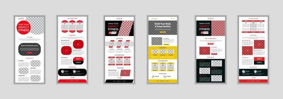 gym and fitness Email newsletter template. or Minimal fitness UI template and business standee fitness gym roll up banner design vector