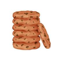 stack of oatmeal cookies, homemade cookies, cookies with chocolate, chocolate chips, healthy breakfast vector