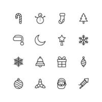 conjunto de 16 iconos de línea delgada de vector de Navidad, colección de ilustración de botones de vector de invierno.