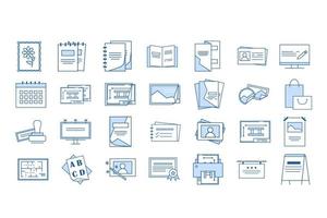 set of vector icons printing house, linear icons, document printing, editorial office, advertising materials