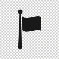 Flag icon in flat style. Pin vector illustration on white isolated background. Flagpole business concept.