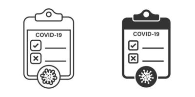 icono de prueba de coronavirus en estilo plano. covid-19 ilustración vectorial sobre fondo aislado. concepto de negocio de signos de diagnóstico médico. vector