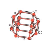 icono de molécula de adn en estilo cómico. ilustración de vector de dibujos animados de átomo sobre fondo blanco aislado. Concepto de negocio de signo de efecto de salpicadura de espiral molecular.