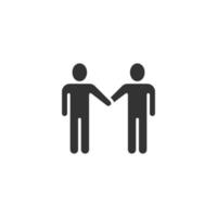 Greetings gesture icon in flat style. People handshake vector illustration on white isolated background. Hand shake business concept.