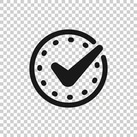 Check mark sign icon in flat style. Confirm button vector illustration on white isolated background. Accepted business concept.