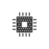 Computer cpu icon in flat style. Circuit board vector illustration on white isolated background. Motherboard chip business concept.