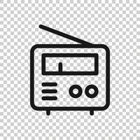 icono de radio en estilo plano. Ilustración de vector de transmisión fm sobre fondo blanco aislado. concepto de negocio de radiodifusión.