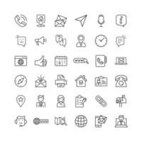 Contact us thin line icon set in flat style. Mobile communication vector illustration on white isolated background. Phone call business concept.